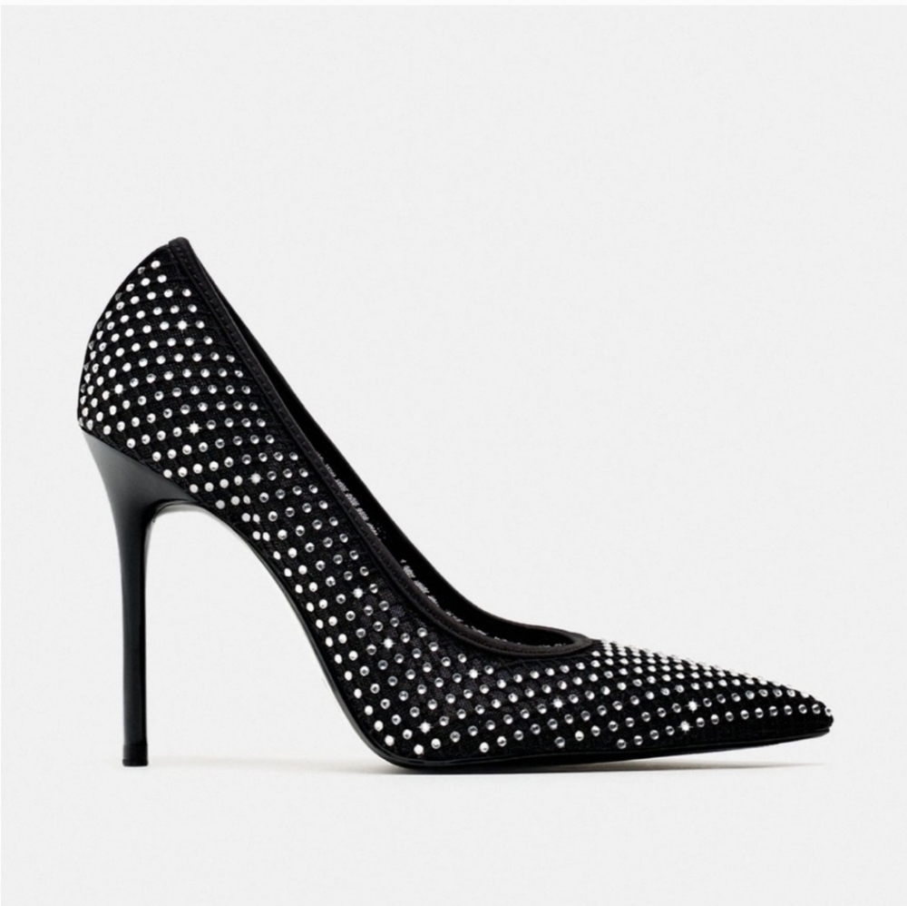 HEELED SHOES WITH RHINESTONES SIZE 6.5 - Picture 3 of 7